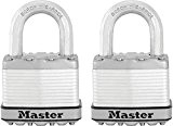 Master Lock M5EURT Lot de 2 Cadenas Haute Sécurité avec Protection Extérieure/Anse Longue/Serrure à Clé/Largeur Corps 50 mm/Idéal pour Sécuriser ...
