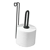 mDesign Porte-papier-toilettes pour salle de bains / toilettes, à disposer sur la cuvette - Noir mat