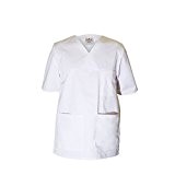 MEDCO Infirmières Uniforme – Col en V Classique mâle Allaitement Uniforme – T21 – Blanc – Bleu Ciel – Taille XS à XXL -  blanc -  (46-48) S