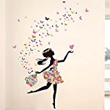 Meihuida Magic Fairy Dancing In Flower Release Butterfly Wall Sticker For Girls' Decoration by Meihuida