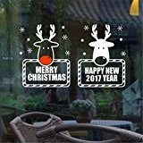 Merry Christmas Wall Art Removable Decoration,Fami Home Vinyl Window Wall Stickers,Deer