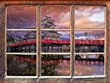merveilleux temple asiatique sur le lac effet de crayon d'art Fenêtre en 3D look, mur ou format vignette de la ...