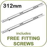 Metal drawer runners - 17mm wide x 312mm - (per pair) - Replaces most MFI, Ikea Argos etc. by Hafele