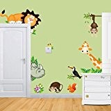 MFEIR® Jungle sauvage animaux sticker mural sticker pour bébé Enfants Chambre WallPaper