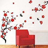 MFEIR® Stickers Muraux chambre adulte Cerise Plum Blossom Fleurs et papillons 50 x 70cm