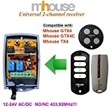 Mhouse compatible Récepteur portail. Universal 2-canaux Récepteur pour Mhouse GTX4, GTX4C, TX4 télécommandes. 12-24V AC/DC, NO/NC 433.92Mhz rolling / fixed ...