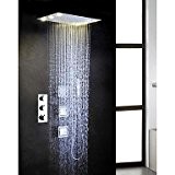 Miaoge thermostatique chrome ensemble de bains douche robinet, courant alternatif 6 pcs lampes LED encastrée précipitations pomme de douche