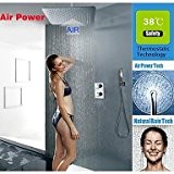 Miaoge thermostatique robinet de douche 16 pouces au plafond de l'eau d'injection d'air ultra-mince sauver la tête de douche pluie