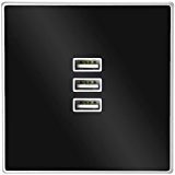 Minadax® 3x Chargeur USB | Douille Standard Encastrée | Pour Smartphones, Tablet PC | Mur D'Alimentation, Mur USB (Noir-Blanc)