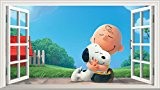 Movie Peanuts Charlie Brown et Snoopy V001 Magic fenêtre Sticker mural autocollant Art Poster Taille 1000 mm x 600 mm (L)