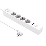 Multiprise Electrique de Bureau 4 Prises avac 4 Ports USB de Recharge pour iPhone, iPad, Samsung, Appareils d'Android-Blanc