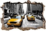 mur de New York Taxi Jaune percée en 3D look, mur ou format vignette de la porte: 62x42cm, stickers muraux, ...