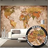 Murale vue usage - photo mur decoration carte géographie mondiale atlas continental map d une ecole ancienne - postere mur ...