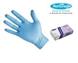 Naturelle-Medium Soft gants jetables sans poudre de NITRILE Bleu-M (Taille 100 poudré AQL 1.5 de qualité médicale, sans latex)