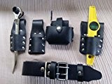 NEW Clé à échafaudage Set d'outils ceinture 5 pièces en cuir noir avec 17/21 et 25,4 cm Niveau magnétique