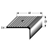 Nez de marche / Cornière pour escaliers (23 mm x 40 mm), aluminium anodisé, foré, couleur: bronze foncé