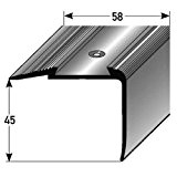 Nez de marche / Cornière pour escaliers (45 mm x 58 mm), aluminium anodisé, sans insert, foré, couleur: bronze foncé