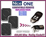 Nice ON1E / Nice ON2E / Nice ON4E Compatible Télécommande, 4 canaux 433,92Mhz rolling code remplacement emetteur de haute qualité ...