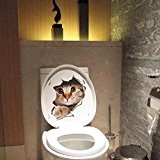 NINGSANJIN Siège de toilette pour chat autocollant mural art décoration de salle de bain amovible