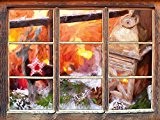 Noël windowsill décoré effet Art Brush Fenêtre en 3D look, mur ou format vignette de la porte: 62x42cm, stickers muraux, ...