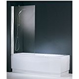 Novellini-Pare baignoire Aurora 1 panneau pivotant 70x150 cm verre trempe transparent blanc épaisseur du verre 6mm réf AURORAN1701A