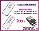 Novoferm Mini-Novotron 522 Design, Novoferm Mini-Novotron 524 Design *NEW DESIGN" Compatible Télécommande, 4 canaux 433,92Mhz rolling code remplacement emetteur de ...