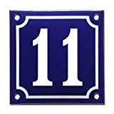 Numero de maison émailléee bleu - Numéro 11