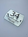 Numéro de rue de porte plaque plaque de maison moderne effet verre acrylique en aluminium en forme de nom (B)