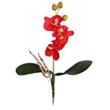 OverDose Triple tête artificielle papillon orchidée fleur de soie Accueil Décoration de mariage (Rouge)