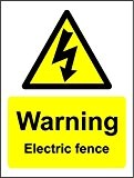 Panneau d'avertissement clôture électrique – 1.2 mm en plastique rigide 200 mm x 150 mm