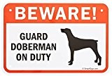 Panneau en aluminium, Legend, Beware. Guard Doberman sur résistant avec graphique, 30,5 x 45,7 cm Noir/Rouge sur Blanc