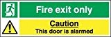 Panneau Fire Exit-Issue de secours seulement/Caution la porte est alarmés Autocollant/600 x 200 mm