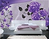 Papier Peint 3d Trompe L'oeil moderne fleur violet classique 415cmX254cm