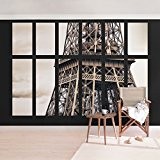 Papier peint intissé - Window Eiffel tower Paris - Mural Large papier peint photo intissé tableau mural photo 3D mural, ...