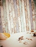Papier peint lattes bois effet vieilli blanc marron bleu et vert eau en vinyle lavable Italian Wallpaper Natural Look 2 cod ...