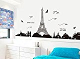 Paris La Tour Eiffel Sticker murale Canapé-lit TV Décoration de fond Décoration Paris 60 * 90cm