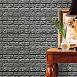 PE Foam 3D Wallpaper, NINGSANJIN Bricolage Stickers muraux Décor mural en relief Brique pierre (Gris)