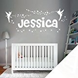 Personalised Name Girls Wall Art Sticker - Fairies Fairy Tinkerbell Stars - [ Just message us with the name! ] ...