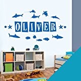 Personalised Name Wall Art Sticker - Ocean Theme, Shark, Fish, Dolphin, Sea Stars - [ Just message us with the ...