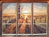 Phare sur la jetée au coucher de soleil effet Art Brush Fenêtre en 3D look, mur ou format vignette de ...