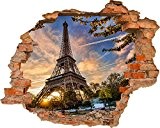 Photo Papier Peint 3D Trou dans le mur Tour Eiffel Paris Ville France Ciel et nuages