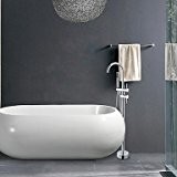 Piteng™ laiton massif étage contemporaine baignoire îlot robinet de douche avec douche à main - fini chrome