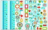 PLAGE 153541 Sticker Wallies Wall and Play - Toise sticker effaçable, 2 planches, 48,3 x 63,5 cm