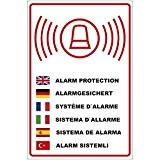 'Plaque "alarme sécurisé en plusieurs langues en aluminium/Dibond – 3 mm d'épaisseur 200 x 300 mm