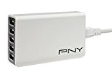 PNY Multi USB Chargeur Secteur Mural Universel vers 5 ports USB 25 Watts - Blanc