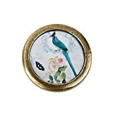 Poignée Bouton de Porte Rond Vintage Rétro pour Tiroir Armoire - Fleur Oiseau #1