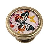Poignée Bouton de Porte Rond Vintage Rétro pour Tiroir Armoire - Papillon #3