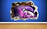 Pokemon Go Mewtwo style chocs 3D Sticker mural pour enfants Chambre vinyle, Large: 80cm x 58cm