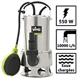 Pompe d’évacuation VITO pour eaux chargées 550W - Vide piscine, eaux de pluie, cave - Câble électrique 10m