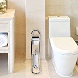 Porte papier toilettes Casa Pura® Priola | moderne sur pied | avec couvercle et support brosse (incluse) | chromé